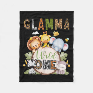 Glamma Of The Wild One 1st Birthday Boy Jungle Saf Fleece Blanket