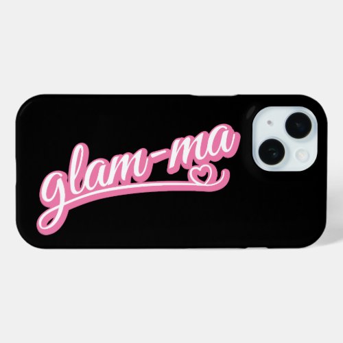 Glamma pinkwhite on black iPhone 15 case