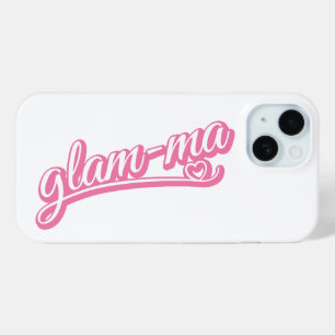 Glamma pink/white on white iPhone 15 case