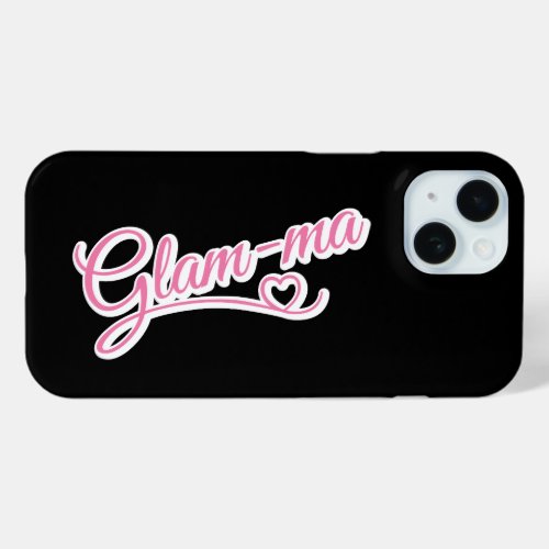 Glamma whitepink on black iPhone 15 case