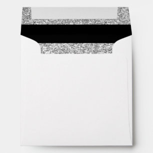 Glamor Black Stripes with Silver Glitter Printed Envelope
