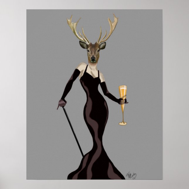 Glamor Deer in Black Poster (Front)