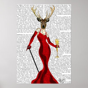 Glamor Deer In Red 2 Poster
