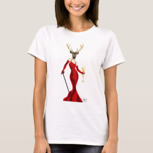 Glamor Deer In Red T-Shirt
