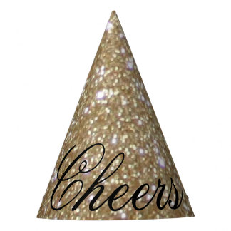 Glamor Girly Chic Bokeh lights gold glitter Party Hat