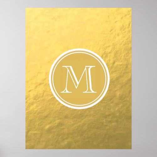 Glamor Gold Foil Background Monogram Poster