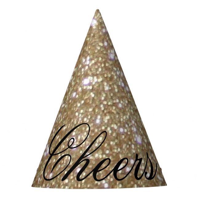 Glamor golden Glitz Bokeh lights gold glitter Party Hat (Front)