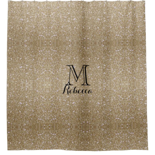 Glamor golden Glitz Bokeh lights gold glitter Shower Curtain (Front)