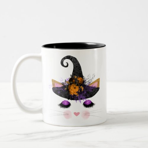 Glamor Halloween Witch Cat Two_Tone Coffee Mug