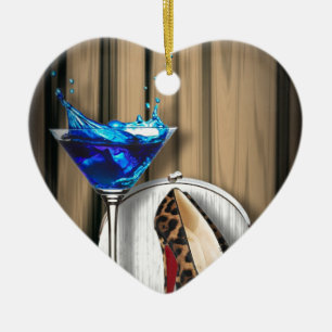 glamor martini cocktail party girl stilletos ceramic ornament