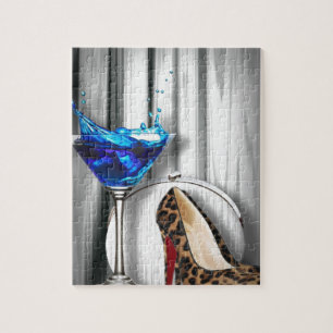 glamor martini cocktail party girl stilletos jigsaw puzzle