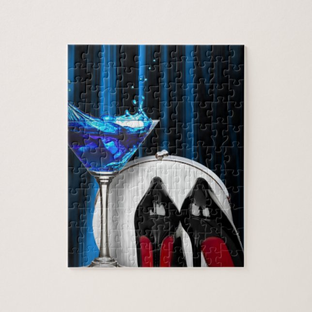 glamor martini cocktail party girl stilletos jigsaw puzzle (Vertical)