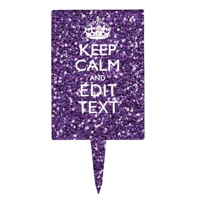 Glamor Purple Keep Calm Personalized Cake Topper (Front)
