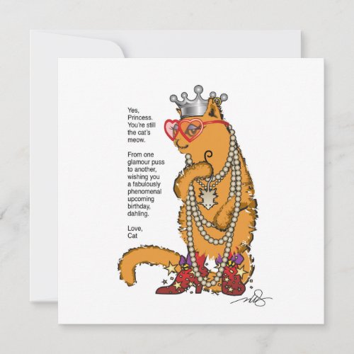 Glamor Puss Bestie Birthday Wish Invitation