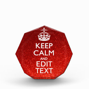 Glamor Red Festive Personalized Keep Calm Acrylic Award