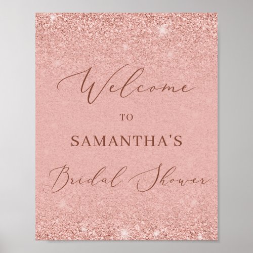 Glamor rose gold bridal shower welcome sign