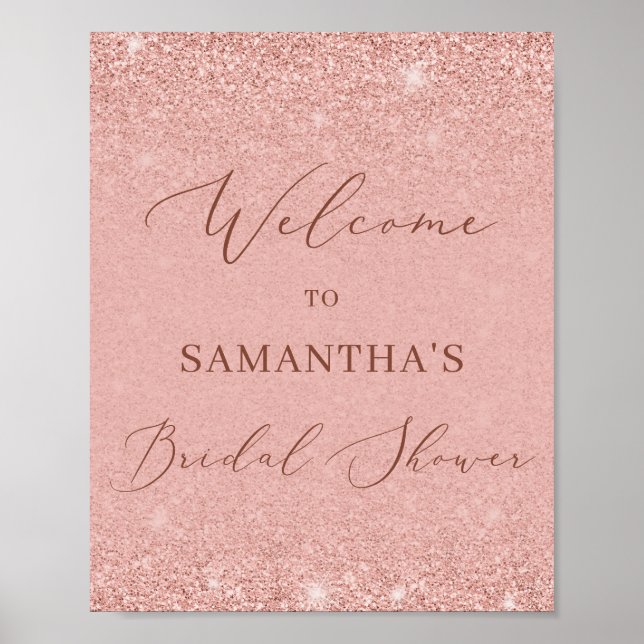 Glamor rose gold bridal shower welcome sign (Front)