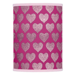 Glamor Rose Gold Hearts Faux Glitter Pattern Lamp Shade