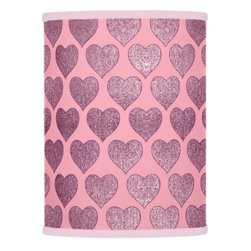 Glamor Rose Gold Hearts Faux Glitter Pattern Lamp Shade