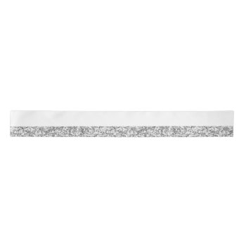Glamor White Stripes With Silver Glitter Printed Satin Ribbon by GraphicsByMimi at Zazzle