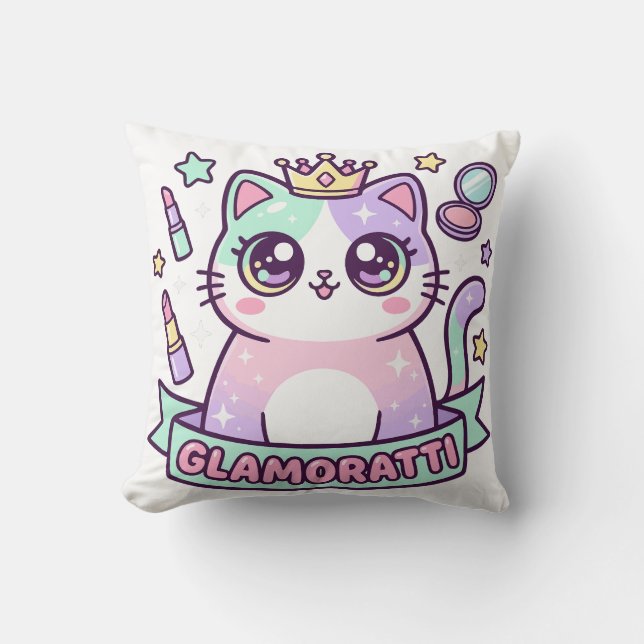 Glamoratti Cat Throw Pillow (Front)