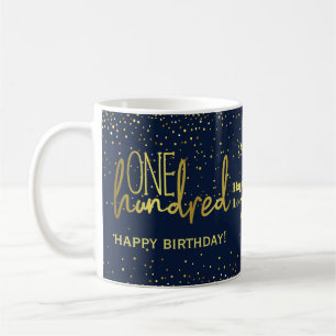 Glamorous 100th Birthday Navy Gold Coffee Mug