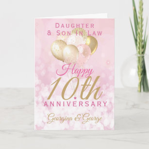 Glamorous 10th wedding Anniversary Daughter Son Card