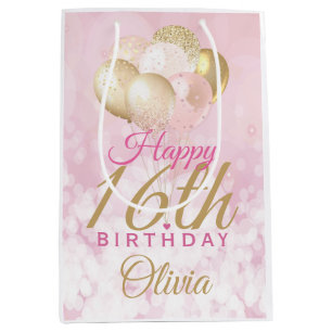 Glamorous 16th Birthday Balloon Medium Gift Bag