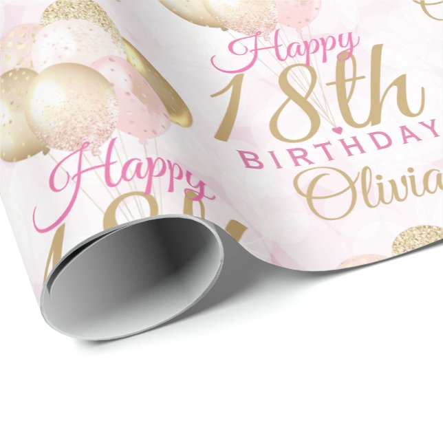 Glamorous 18th Birthday Balloon Wrapping Paper (Roll Corner)