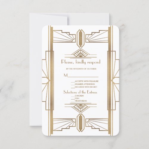 Glamorous 1920s Great Gatsby 1920s Wedding RSVP