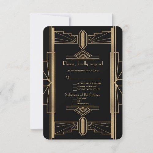 Glamorous 1920s Great Gatsby 1920s Wedding RSVP