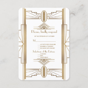 Glamorous 1920's Great Gatsby 1920s Wedding RSVP Card