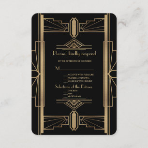 Glamorous 1920's Great Gatsby 1920s Wedding RSVP Card