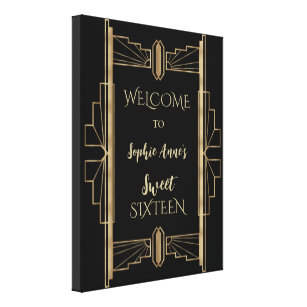 Glamorous 1920's Great Gatsby Art Deco SWEET 16  C Canvas Print