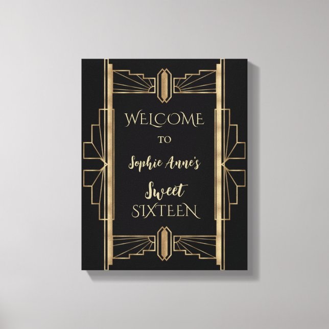 Glamorous 1920's Great Gatsby Art Deco SWEET 16  C Canvas Print (Front)