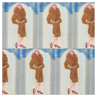 glamorous 1920s woman in fur coat fabric