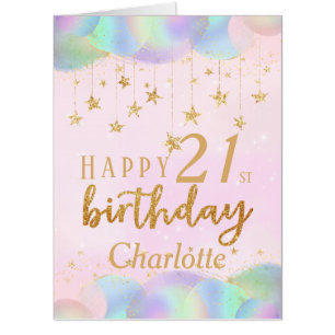 Glamorous 21st Birthday Gold Glitter Jumbo Card
