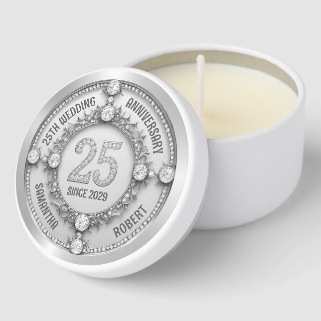 Glamorous 25th Wedding Anniversary Mini Candle Favors (Corner)
