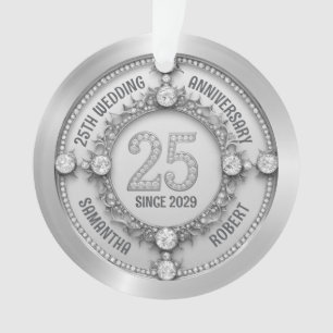 Glamorous 25th Wedding Anniversary Ornament