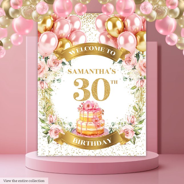 Glamorous 30th Birthday Blush Gold Birthday   Tapestry (Glamorous 30th Birthday Blush Gold Birthday Tapestry)