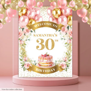 Glamorous 30th Birthday Blush Gold Party Display Tapestry