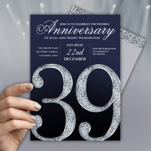 Glamorous 39th Wedding Anniversary Party  Invitation