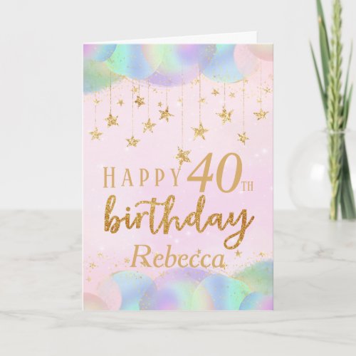 Glamorous 40th Birthday Gold Glitter Card