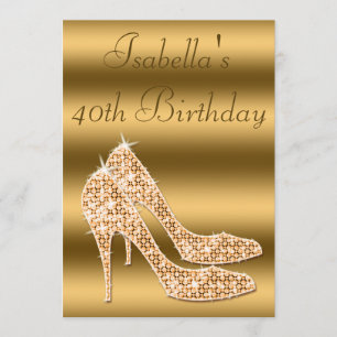 Glamorous 40th Birthday Gold Stilettos Invitation