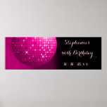 Glamorous 40th Birthday Hot Pink Party Disco Ball Poster at Zazzle