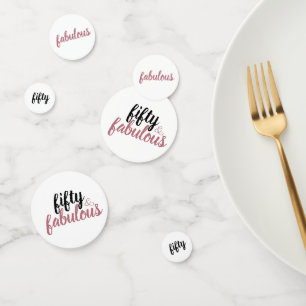 Glamorous 50 & Fabulous Rose Gold Blush Pink Confetti