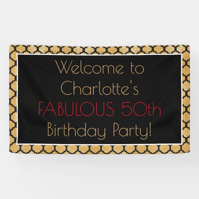 Glamorous 50th Birthday Banner (Horizontal)