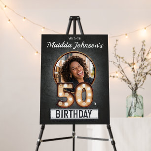 Glamorous 50th Birthday Broadway Marquee Fun Photo Foam Board
