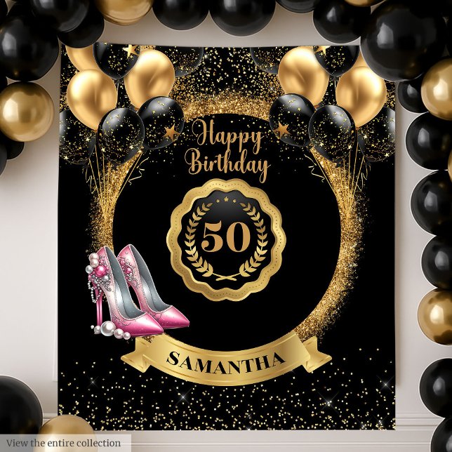 Glamorous 50th Birthday Rose Gold High Heels Tapestry (Glamorous 50th Birthday Rose Gold High Heels Tapestry)