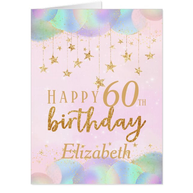 Glamorous 60th Birthday Gold Glitter Oversized Card (Front)